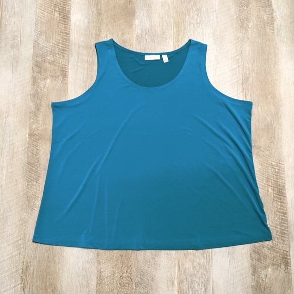 Susan Graver Teal Sleeveless Top - Picture 3 of 9